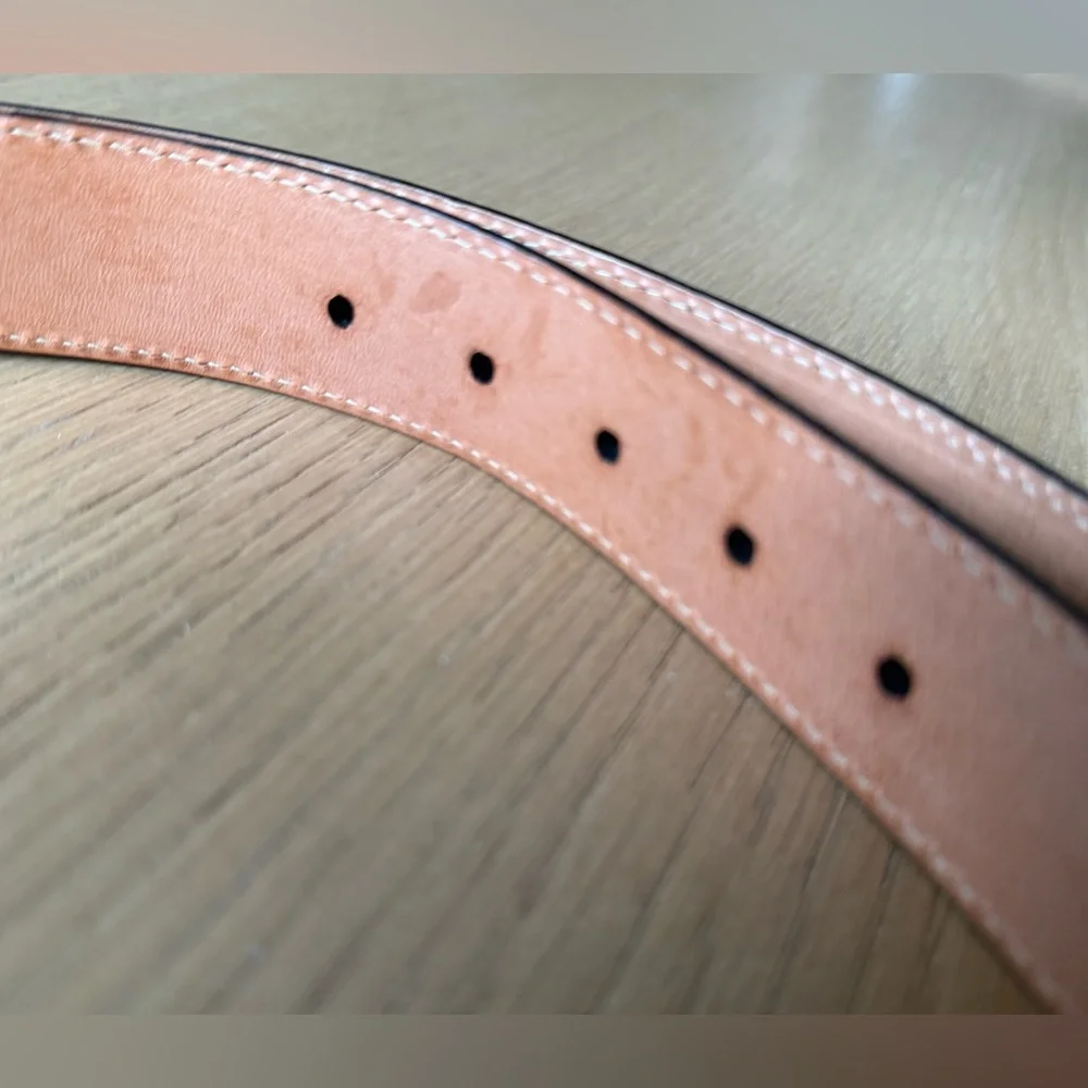 New! MARTIN DINGMAN Embossed Scotch Grain Nickle Hardware Leather Belt Size 38